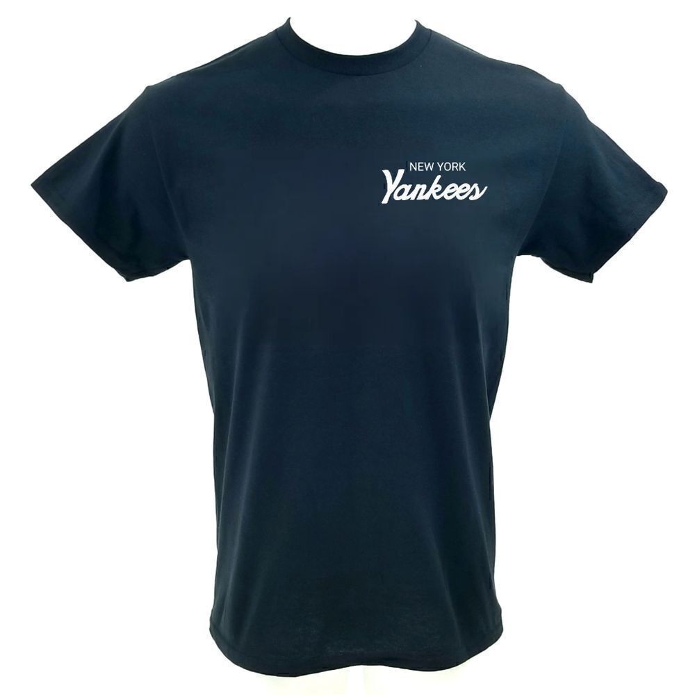 NEW YORK YANKEES Double Script Retro Logo Black Vintage style Baseball Tee y2k